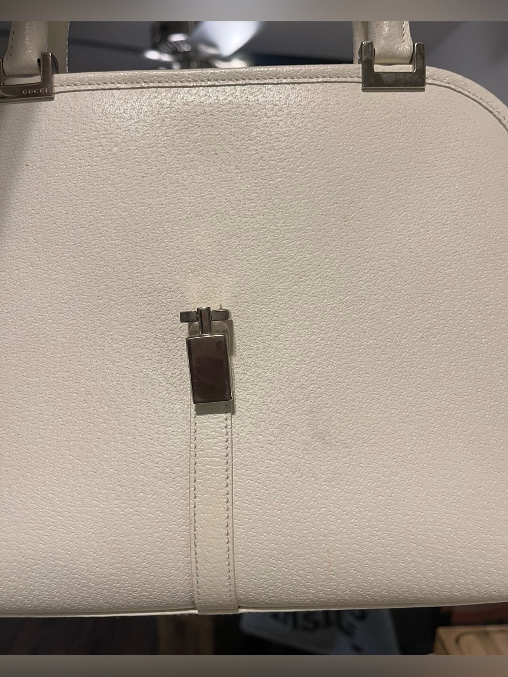 GUCCI Jackie Piston Lock Dome Bag - Ivory Leather - Vintage - w/ COA - Picture 15 of 16